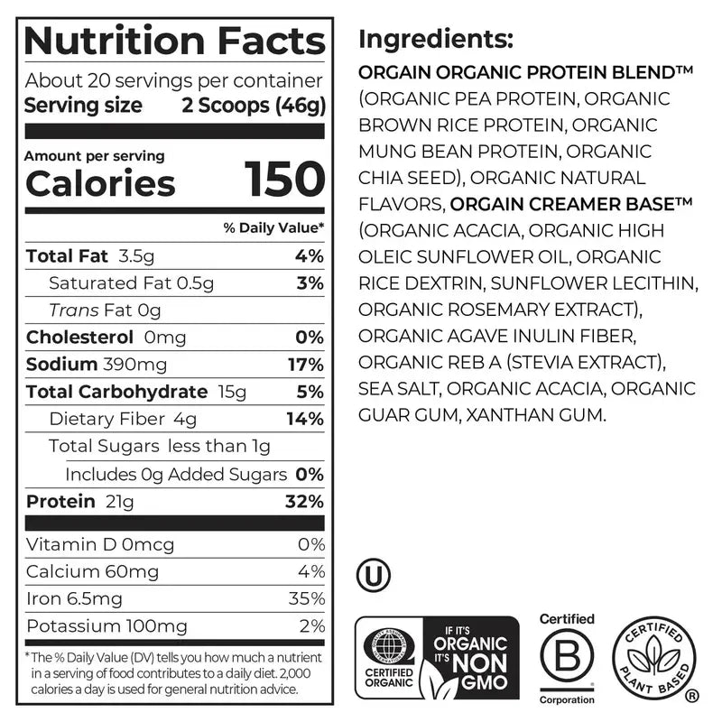 Organic Plant Protein Powder Vanilla Bean